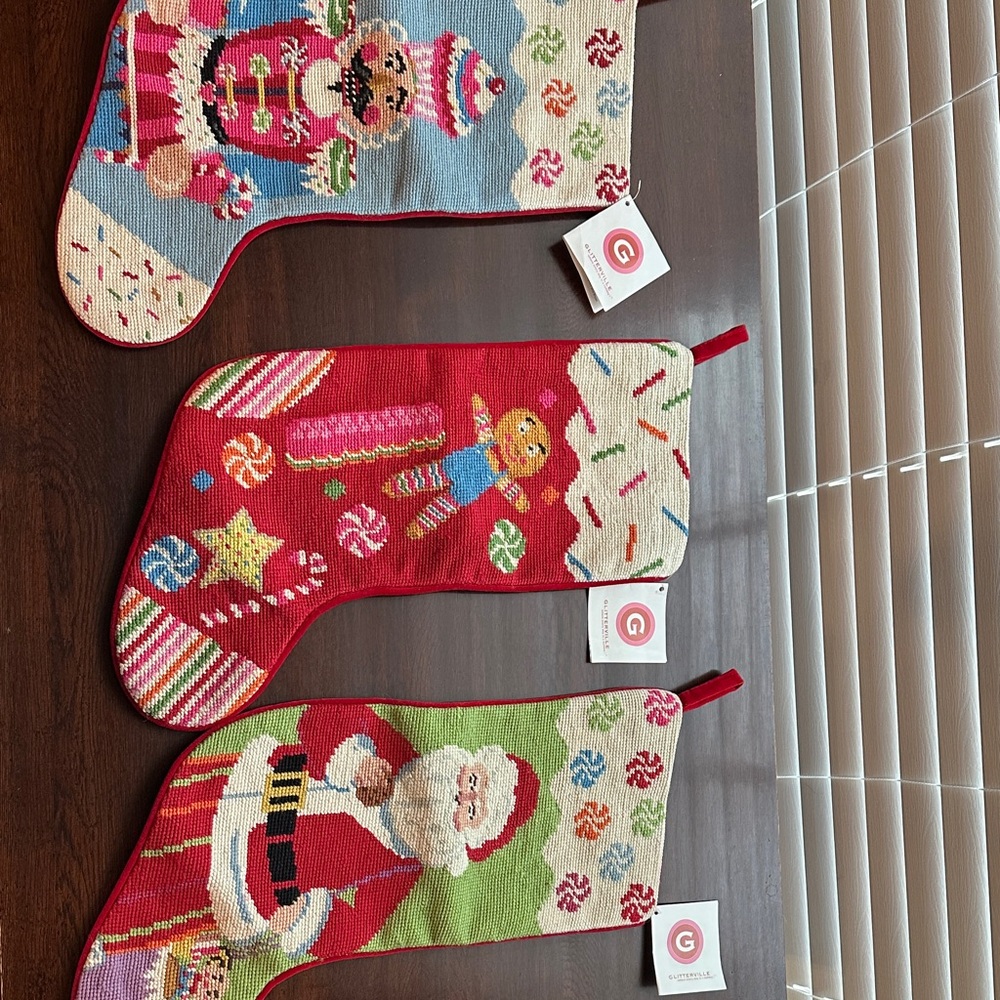 Glitterville Colorful Christmas Stockings Set of 3